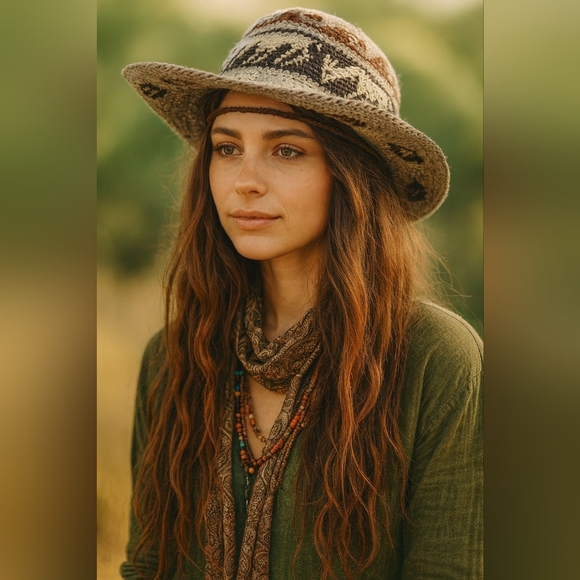 Vintage Hand Woven Peruvian Alpaca Wool Hippie Hat - Picture 2 of 16